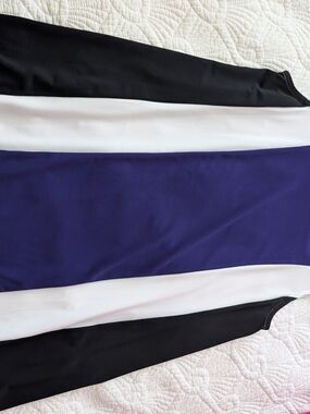 Colorblock Midi Dress in Black, White and Deep Blue